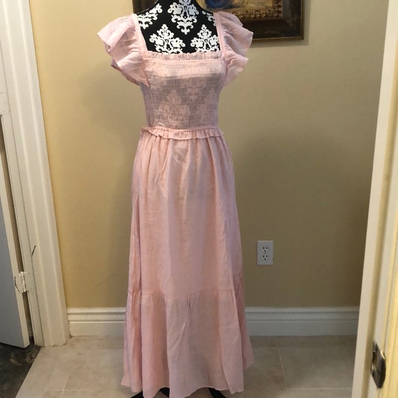 🌝 Moon River Cap Flutter sleeve/shoulder elastic bodice, ruffle tiered hem maxi - Picture 1 of 10